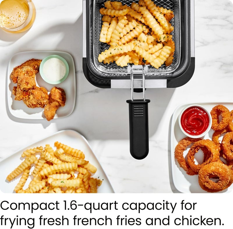 Chefman Fry Guy, The Most Compact & Convenient To Deep Fry Comfort Food, Restaurant-Style Basket With A 1.6-Quart Capacity, Easy-View Window & Adjustable Temp Control, Stainless - 1.5 Liter - Image 3